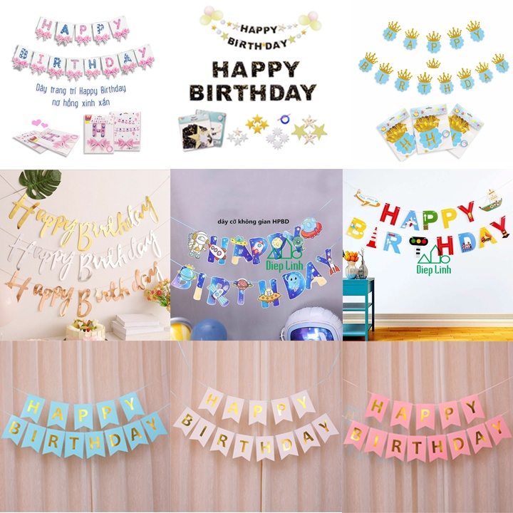 Dây treo trang trí sinh nhật chữ Happy Birthday dài 2M xinh xắn