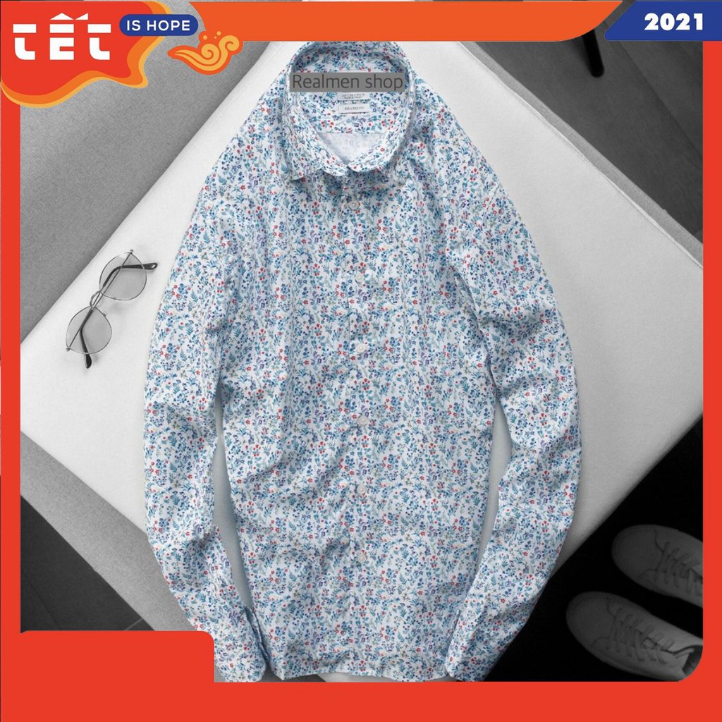 Áo sơmi nam hoa nhí dài tay