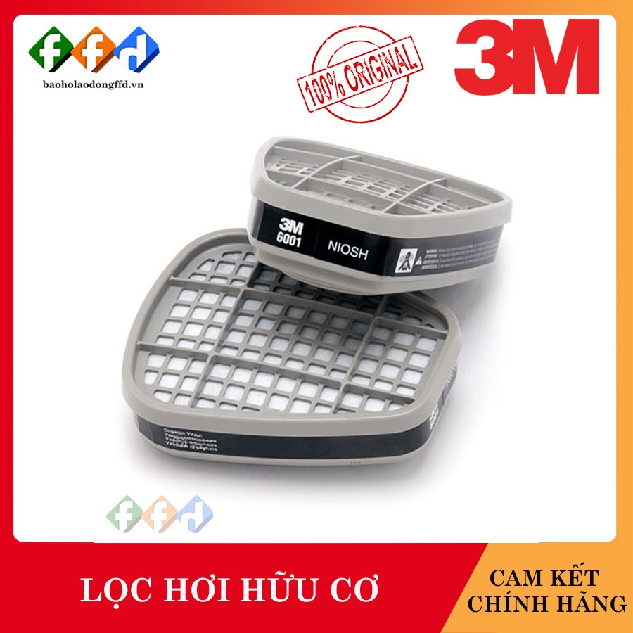 [Hàng chính hãng] Phin lọc 3M 6001 lọc hơi hữu cơ từ hóa chất, hơi sơn, trừ sâu - dùng cho mặt nạ phòng độc 3M 6200