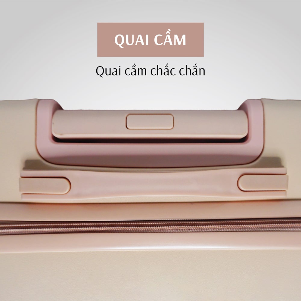 Vali kéo nhựa VL035 size 22 màu kem - Vali kéo nhựa TOPBAGS
