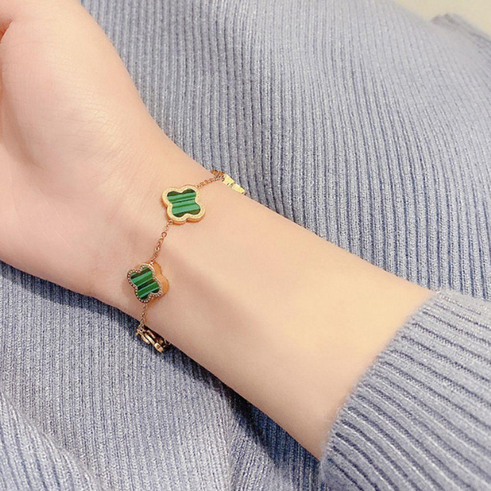 Vòng Tay Cỏ May Mắn VANES1 Phong Cách Hàn Quốc Dễ Thương Ngọt Ngào Cho Nữ
