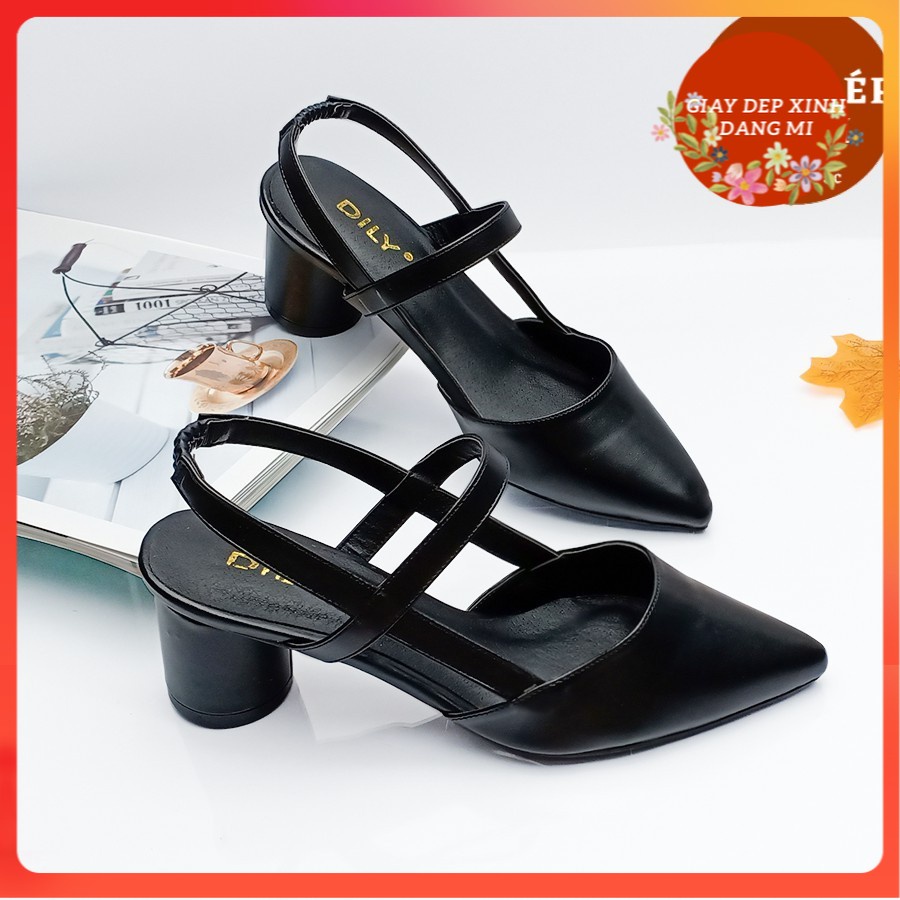 Giày Cao Gót sandal bít mũi gót tròn 6p  CG0499 Giày dép xinh Mys