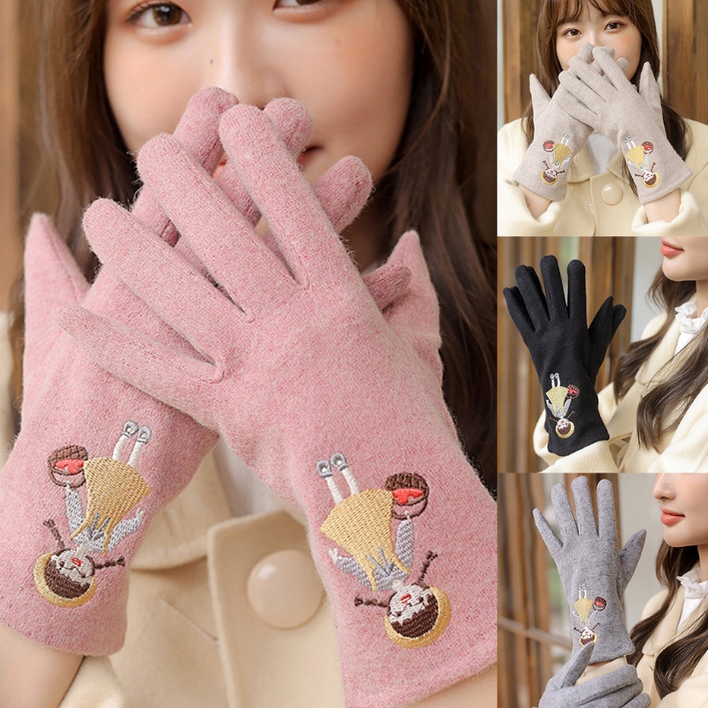 Găng Tay Giữ Ấm Mùa Đông Họa Tiết Hoạt Hình Cho Nữ