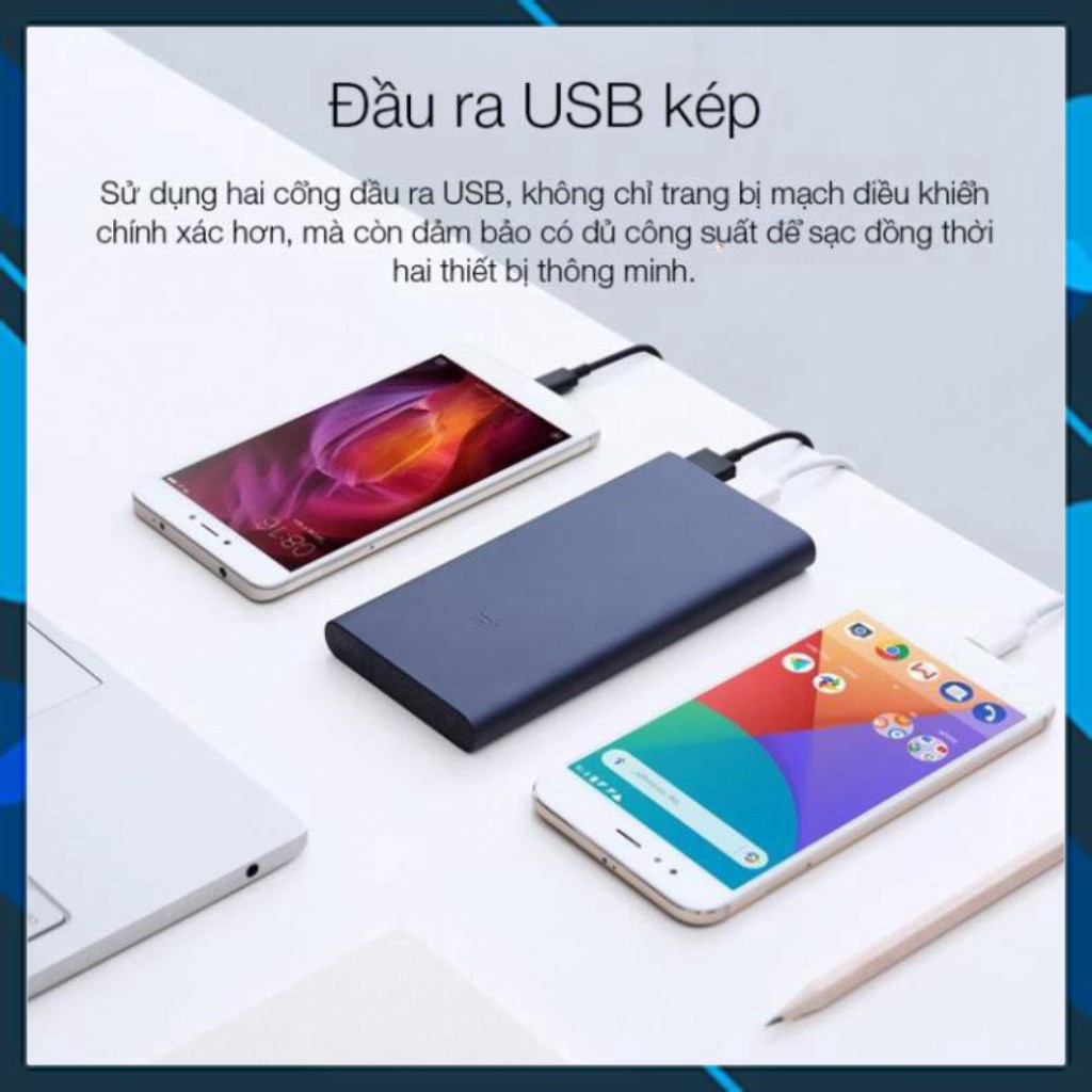 Sạc Dự Phòng Xiaomi Gen 2S Version 2018 10000 mAh 2 Cổng USB Hỗ Trợ QC 3.0 Bảo hành 6 tháng 1 đổi 1