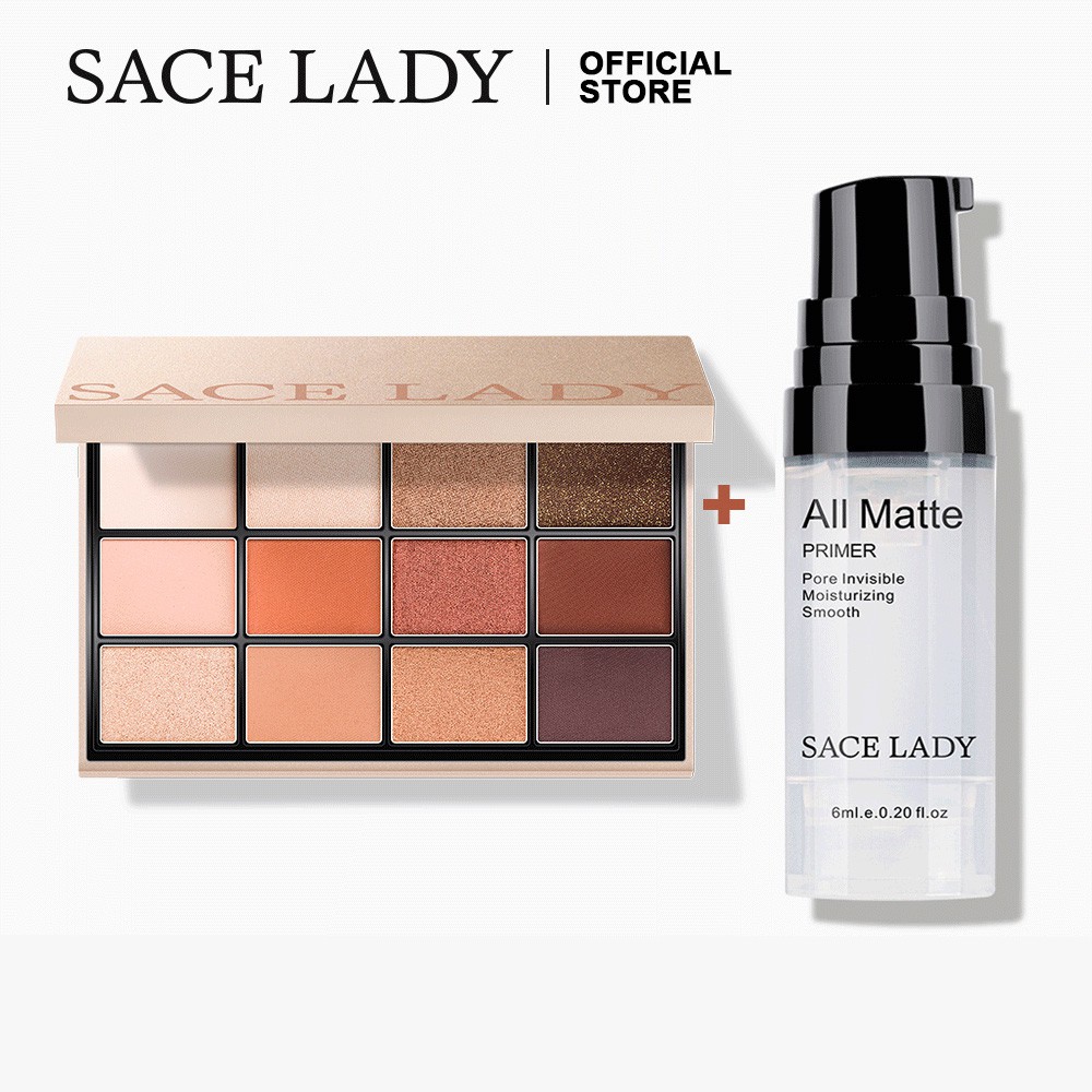 Bộ bảng phấn mắt và kem lót SACE LADY trang điểm chống nước 120g