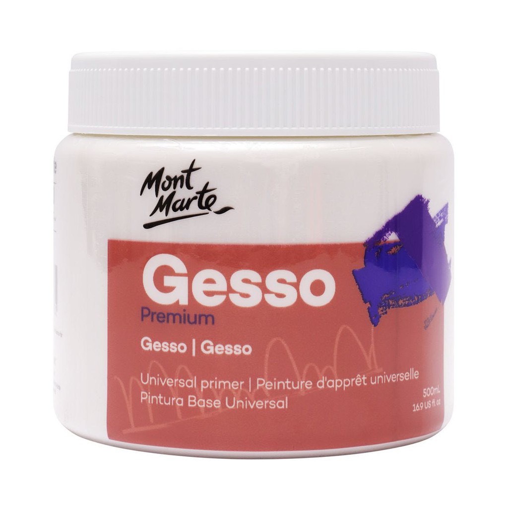 Sơn Lót mặt tranh vẽ Gesso Mont Marte Hũ 500ml - ĐEN, TRẮNG