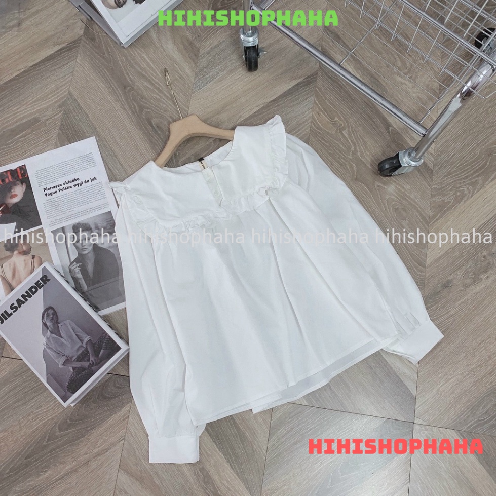 Áo babydoll tay bèo tiểu thư viền bèo xinh hàng QCCC A0008 kaca hihishophaha