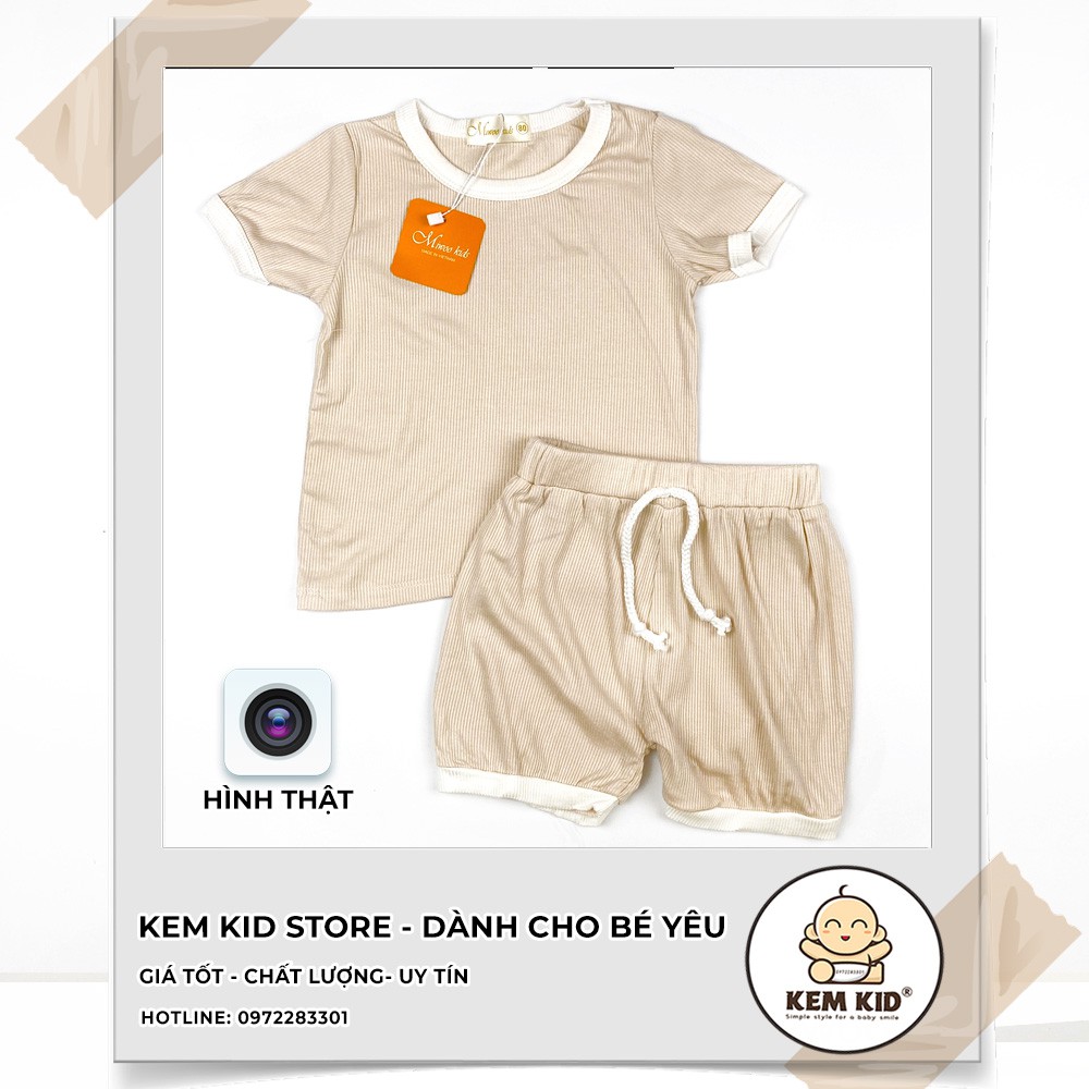 Bộ MiWoo len cộc chun viền trắng, mềm mịn, thấm hút, mát mẻ cho bé yêu