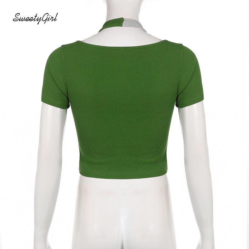 Áo Thun Thể Thao Tay Ngắn Cổ Tròn In Chữ Màu Sắc Tương Phản Thời Trang Cho Nữ 2022