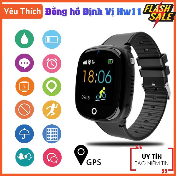 Đồng hồ thông minh trẻ em HW11 định vị GPS chính xác, lắp sim nghe gọi, Có máy ảnh chụp hình, kháng nước IP67