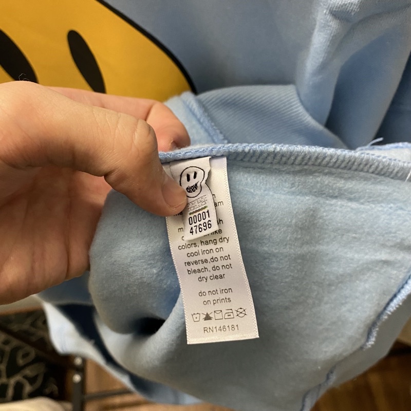 Áo hoodie DREW HOUSE Mascot Justin Bieber SS21 màu Xanh Blue bản cao cấp chuẩn form âu, Áo khoác nỉ có mũ DREW mặt cười