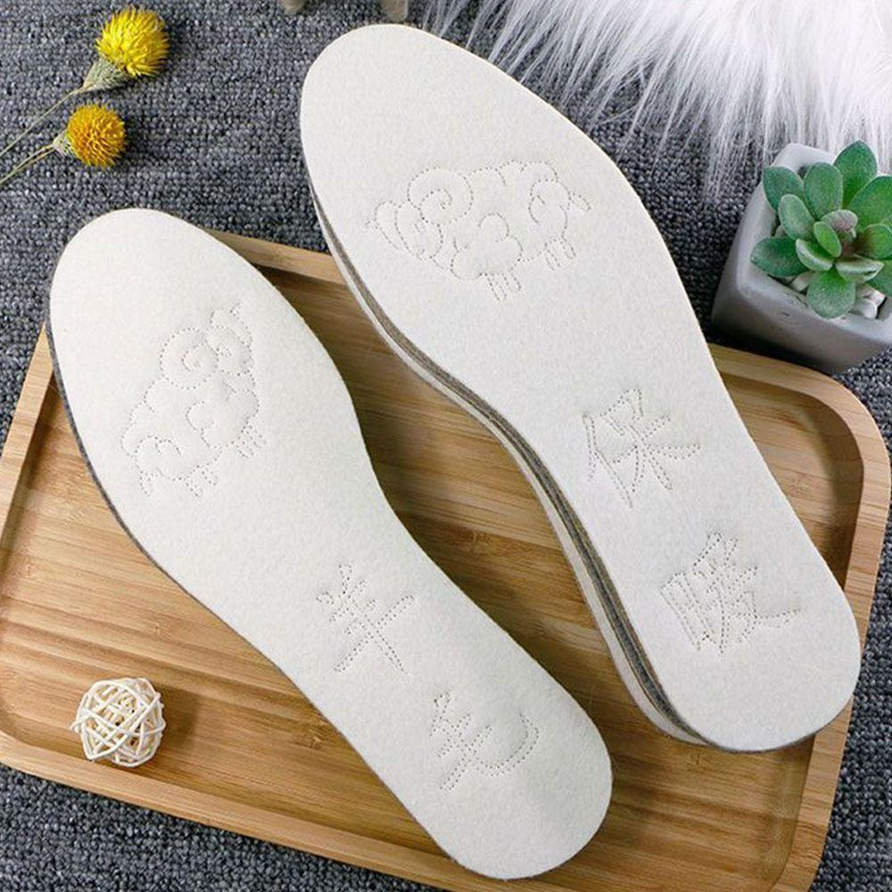 Bộ 2 Cặp Đế Lót Giày Bằng Len Dày Mềm Mại Giữ Ấm Cho Nam Và Nữ
