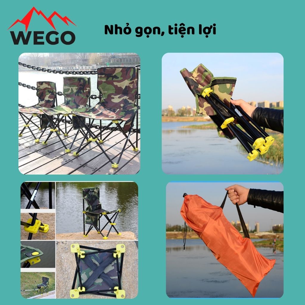 Ghế xếp du lịch gấp gọn mini, ghế gấp dã ngoại thư giãn tiện lợi, chắc chắn - WEGO
