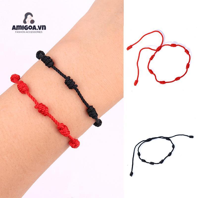 Vòng Đeo Tay Bện Dây Đỏ Bảy Phần Bảy Thắt Nút