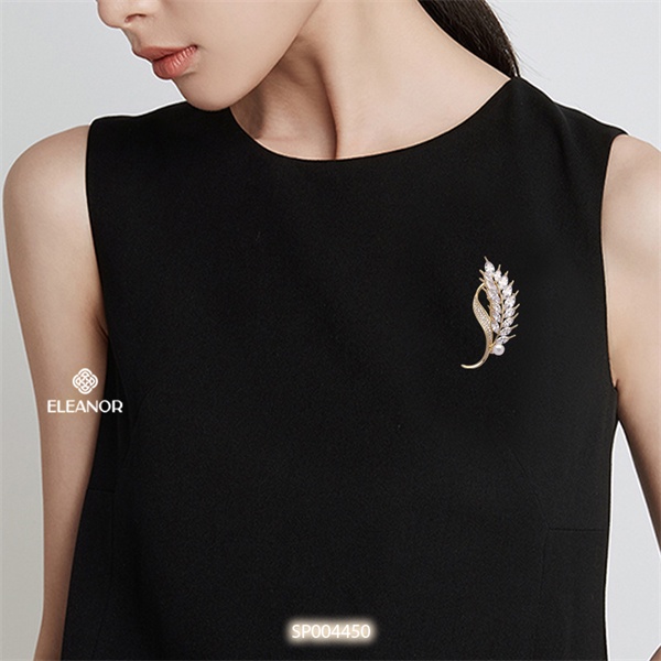 Ghim cài áo nam nữ Eleanor Accessories hình lúa mạch đính đá ngọc trai nhân tạo phụ kiện trang sức 4450