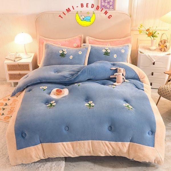 Chăn lông thỏ hoa cúc dày cao cáp chính hãng nhập khẩu kích thước 200 x 230 cm, nặng 4,5 kg - Timibedding