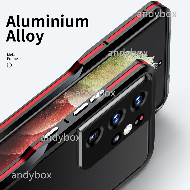 LUPHIE Ốp Điện Thoại Dạng Giáp Viền Kim Loại Cho Samsung S22 S21 Ultra Case Galaxy S21 + S22 +