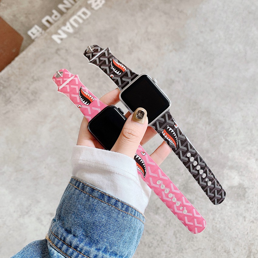 2021 Newest IMD Soft Clear Fashion shark Sport Strap for Apple Watch Band  Series SE 6 1 2 3 4 5 Silicone Transparent  for Iwatch Strap 38mm 40mm 42mm 44mm Wirst  T500 FT50 T5 W26 Q520 Q99 Bands