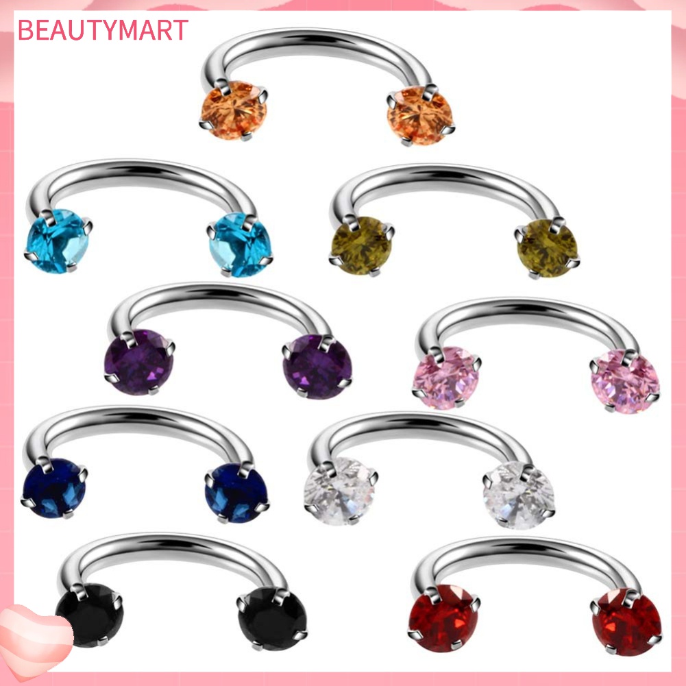 1 Khuyên Mũi / Môi / Tai / Mũi Hình Chữ U Đính Đá Zircon Thời Trang Cho Nữ