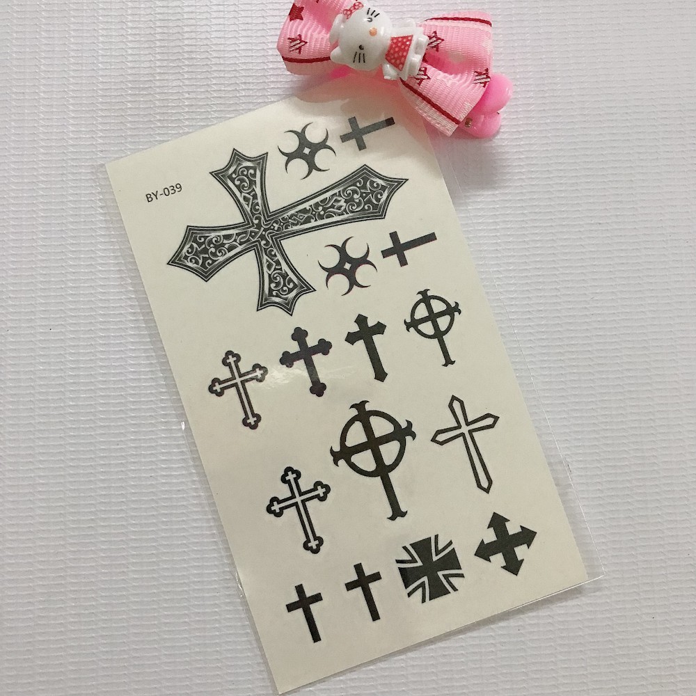 Hình xăm dán cao cấp tattoo hoa văn thánh giá 10x6cm- mua 5 tặng 1 mini xinh