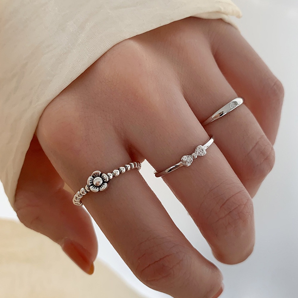 Nhẫn Bạc S925 Mặt Hình Nơ Trái Tim Đơn Giản Phong Cách Hàn Quốc Cổ Điển Dành Cho Nữ