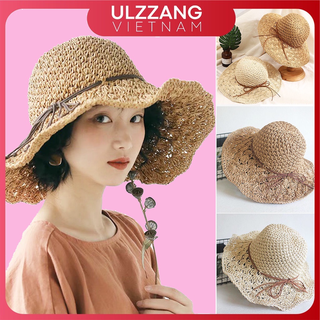Mũ đi biển nữ vành rộng chống nắng, nón cói nơ xinh cho mẹ và bé thời trang Hàn Quốc rẻ đẹp_MC14