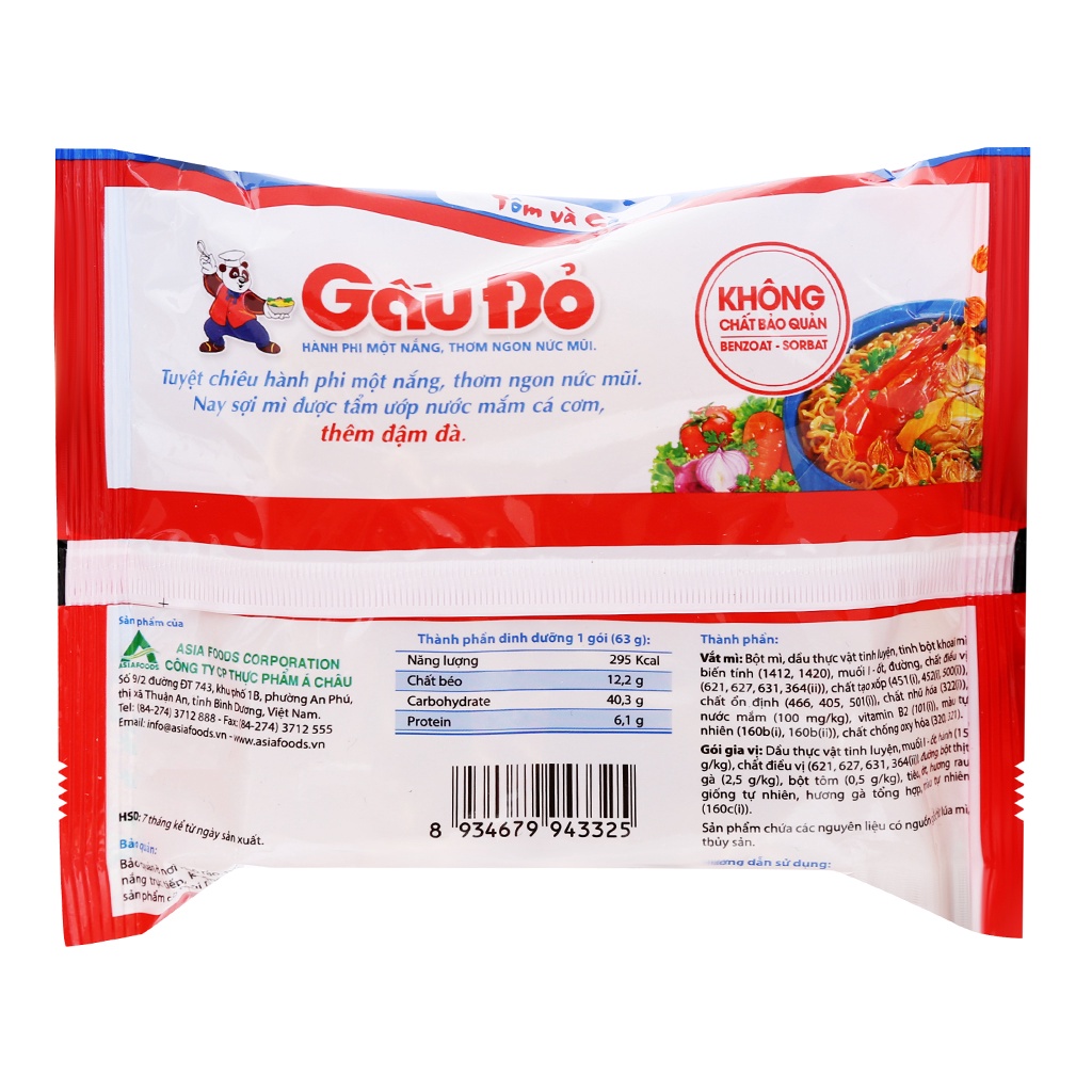 Mì Gấu Đỏ tôm và gà gói 63g | WebRaoVat - webraovat.net.vn