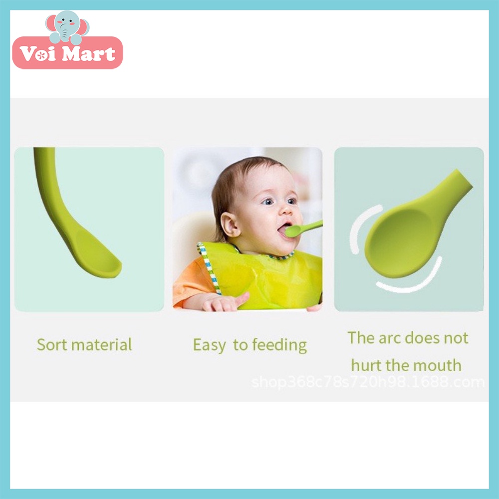 Thìa Ăn Dặm Silicon Cho Bé, Thìa Ăn Dặm Bảo Vệ Nướu Chất Liệu Cao Cấp An Toàn