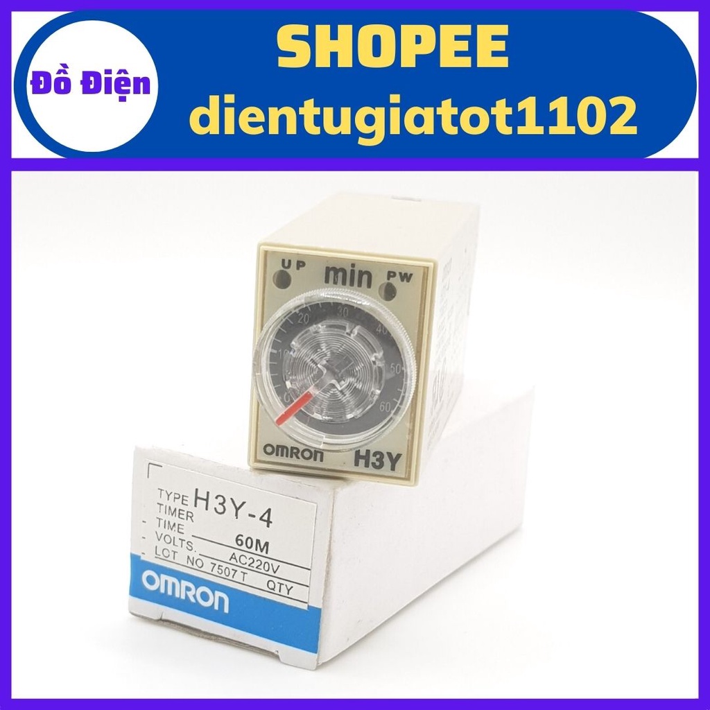 Rơ le 220V 60 phút, Relay thời Gian 220V 60M, H3Y-4, rơ le thời gian, relay omron