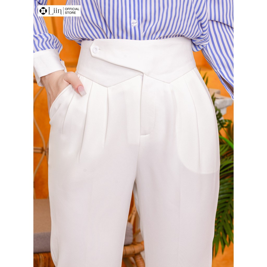 Quần baggy trắng nữ Linbi thiết kế cạp sóng cực đẹp, sang trọng Liin clothing Q3426
