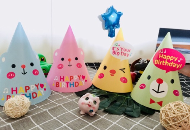 Mũ sinh nhật nhiều hình cho bé