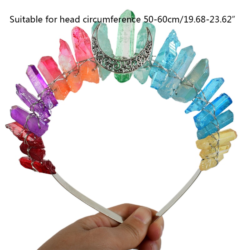 Flgo Băng Đô Cài Tóc Đính Pha Lê Nhiều Màu Hình Mặt Trăng Dành Cho Tiệc Cưới Đính Hôn