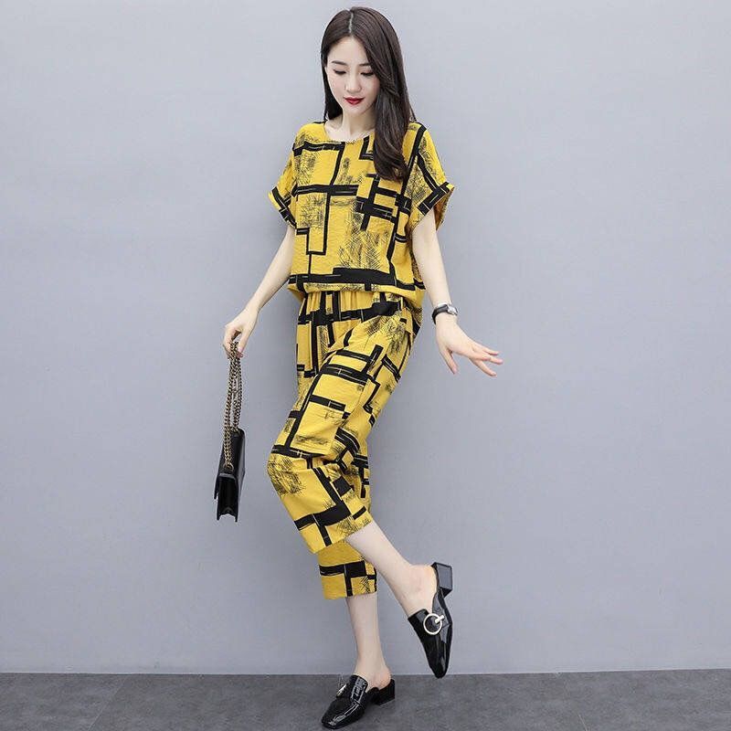 Fashion suits women summer Korean version of large size women's clothing is thin Western style casual loose-fat two-piece pants MM | BigBuy360 - bigbuy360.vn
