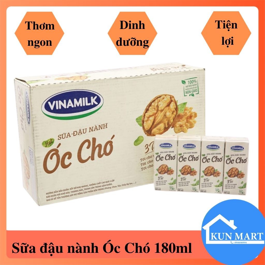 Sữa đậu nành Óc ChóThơm Ngon Bổ Dưỡng VINAMILK vỉ 180ml