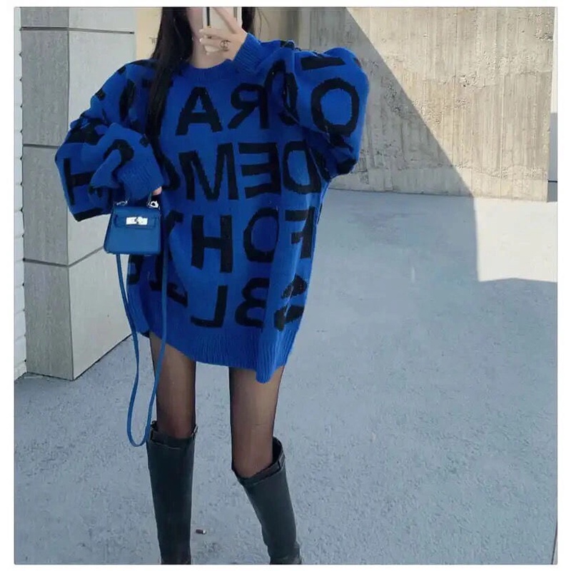 Áo Sweater Cổ Tròn In Chữ Phong Cách Hàn Quốc Thời Trang Thu Đông Mới Cho Nữ