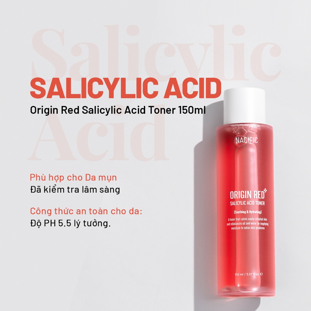 Nước hoa hồng cấp ẩm, tẩy tế bào chết hằng ngày Nacific Origin Red Salicylic Acid Toner 150ml