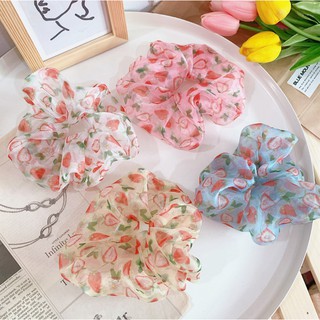 Dây Buộc Tóc Voan Hình Dâu Xinh Xắn Phong Cách Hàn Quốc A40
