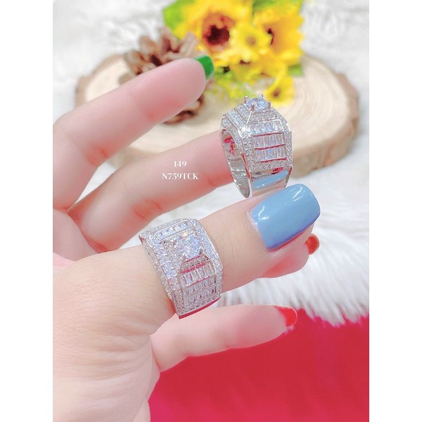 Nhẫn Nam Bản Vuông Lớn Đính Xoàn Mạ Vàng 18K Hoặc Bạch Kim - Tặng Kèm Hộp + sản phẩm không dị ứng - Thương Hiệu Lokalo