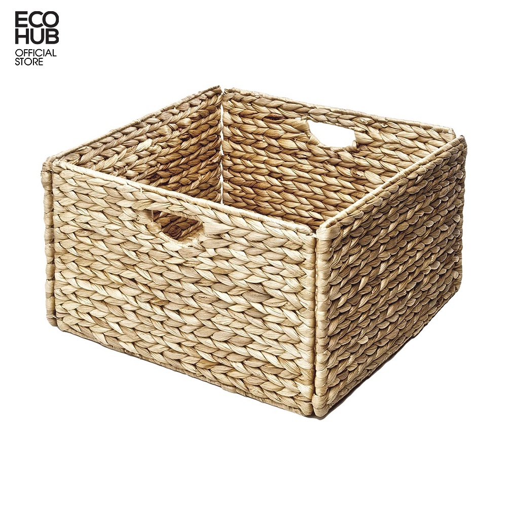 Giỏ Lục bình gấp gọn ECOHUB đựng đồ đa năng, decor khung sắt có tay cầm (Folding Basket With Handle)