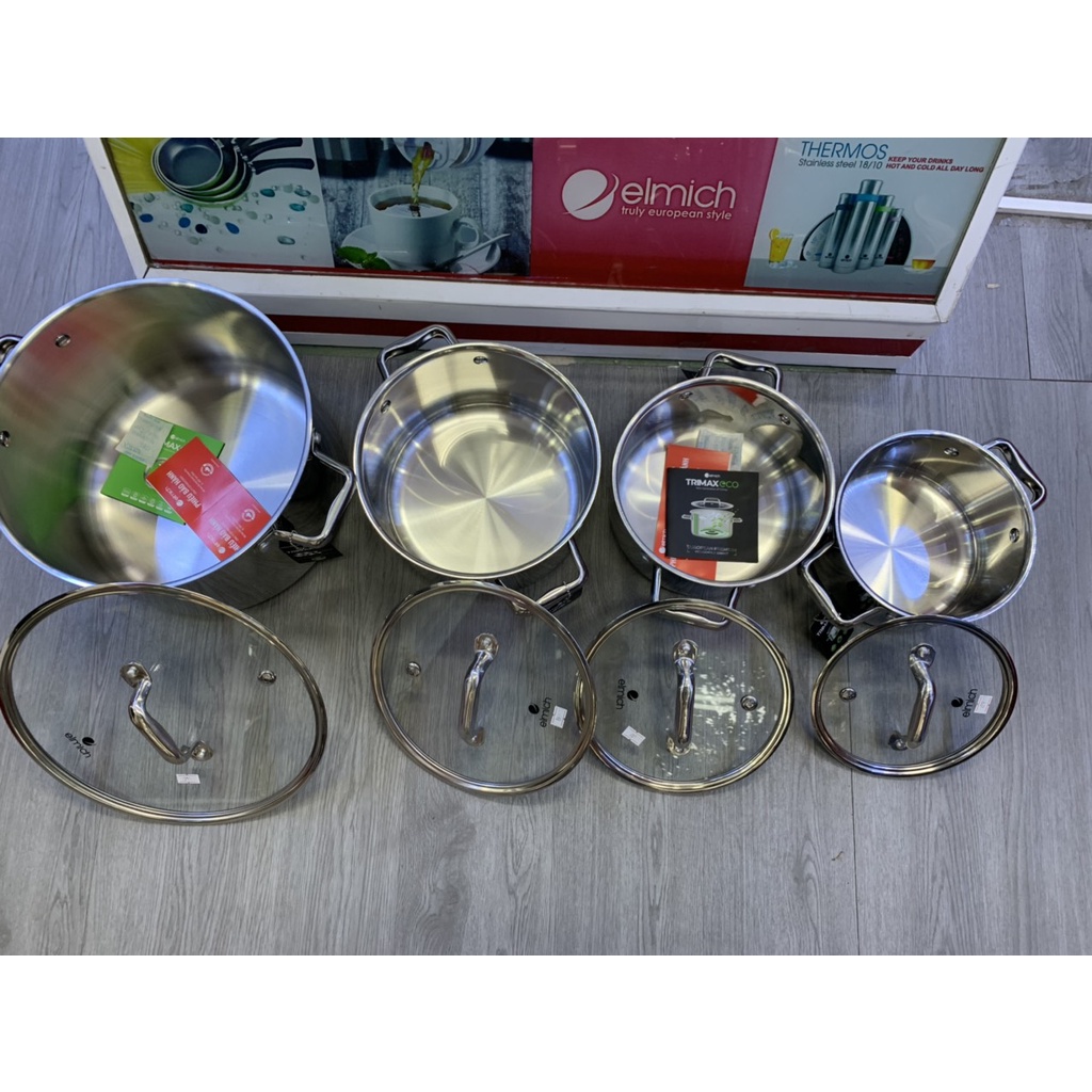 Nồi inox liền khối 3 lớp Elmich Trimax ECO size 16cm -18cm-20cm-22cm-24cm-26cm-28cm