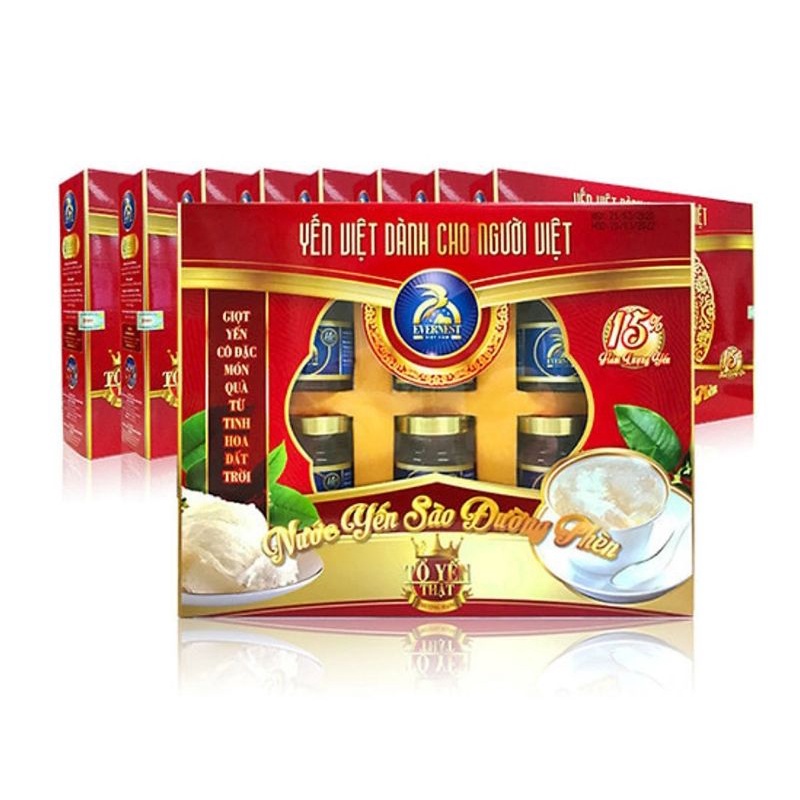 Hộp 6 hũ Yến Sào EVERNEST Đường Phèn Canxi &amp; Xương Khớp 15% Yến