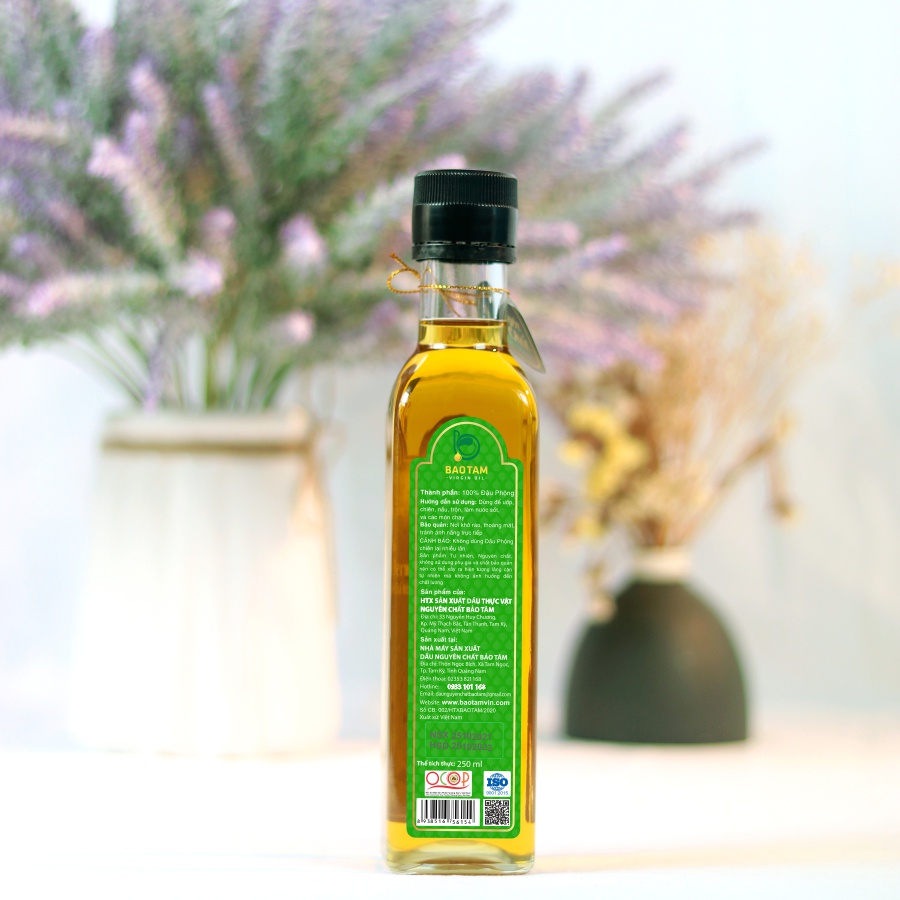 Dầu Lạc Nguyên Chất Bảo Tâm 250 ml - Thơm nồng đậu phộng, Tự nhiên Nguyên chất