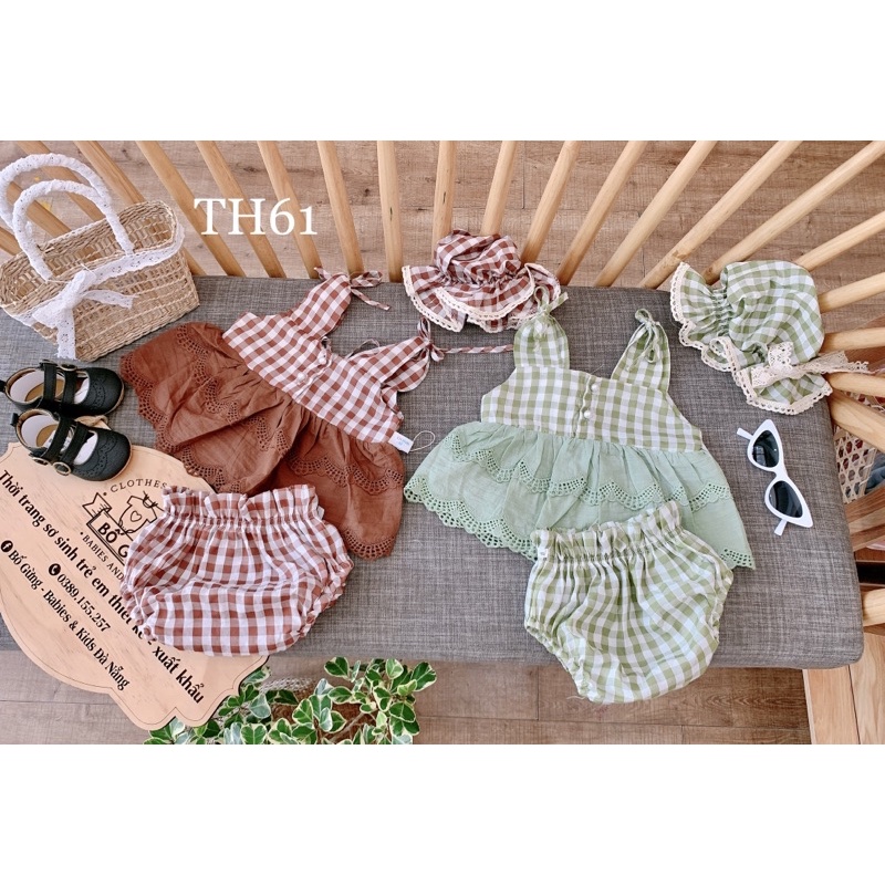 bộ xô kẻ kèm mũ
