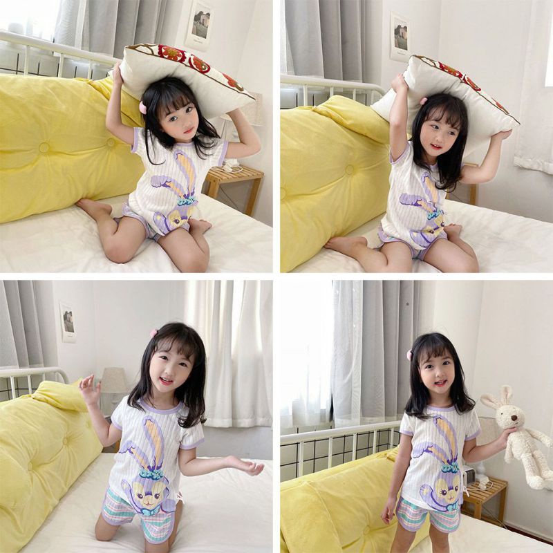 Set Đồ 2 Món Phối Quần Short Vải Cotton Thời Trang Xinh Xắn Dành Cho Bé