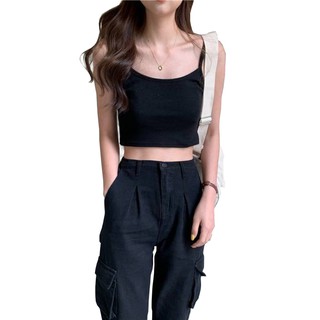 Áo Croptop Hai Dây Trơn Màu Phong Cách Hàn Quốc