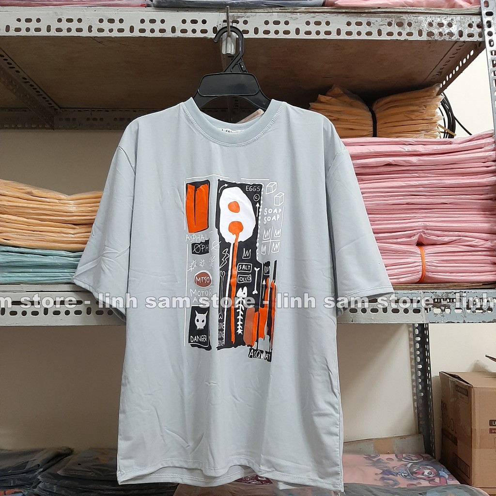 Áo thun nam nữ tay lỡ SAM CLO phông form rộng dáng Unisex, mặc cặp, nhóm, lớp in hình TRỨNG ỐP LA chữ DANGER | BigBuy360 - bigbuy360.vn
