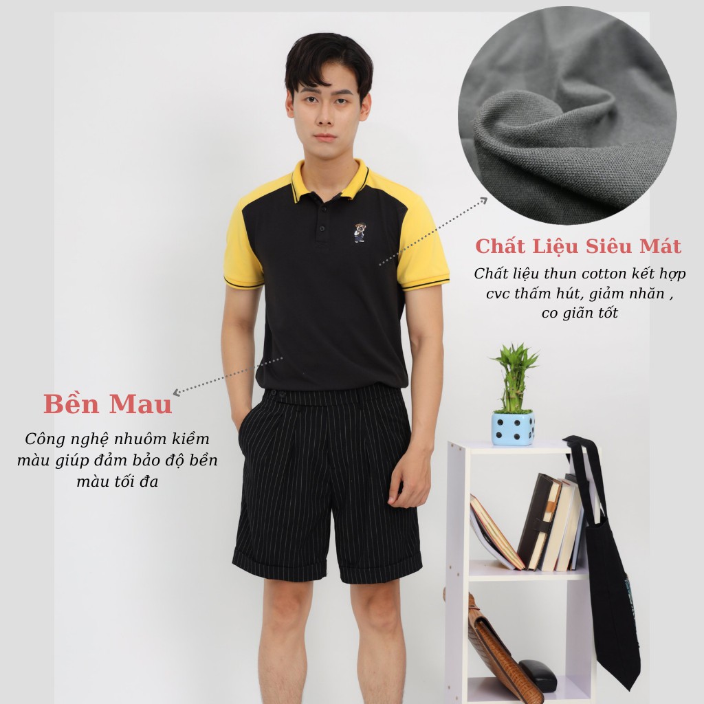 Áo Thun Polo Nam Bo Viền Vàng Đen - Áo Phông Polo Nam Chính Hãng Hàng Cao Cấp Mặc Vải Thoáng Mát - PLMT01 - MANHOMME