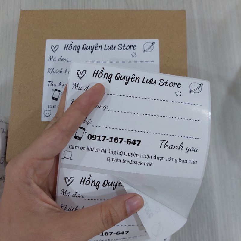 50 Phiếu ship hàng in thông tin tên shop kích thước 10,3x7,6cm