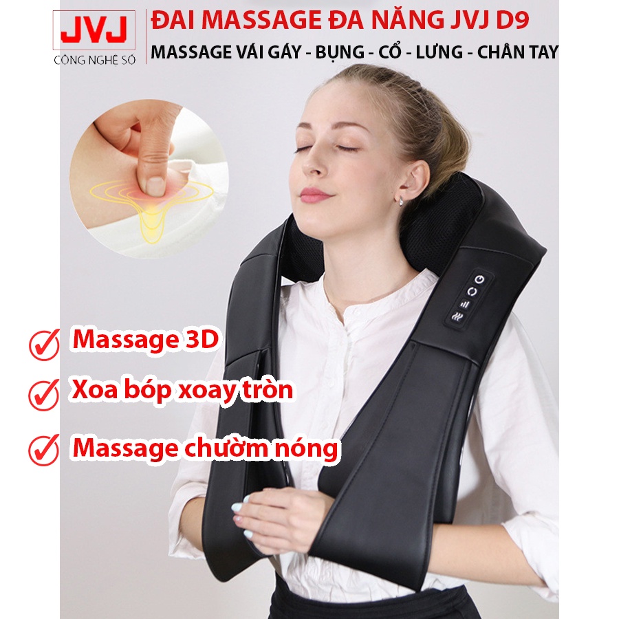 Đai massage cổ vai gáy hồng ngoại JVJ D9, hỗ trợ giảm đau vai gáy, bụng, cổ, lưng eo, tay chân- BH 12T