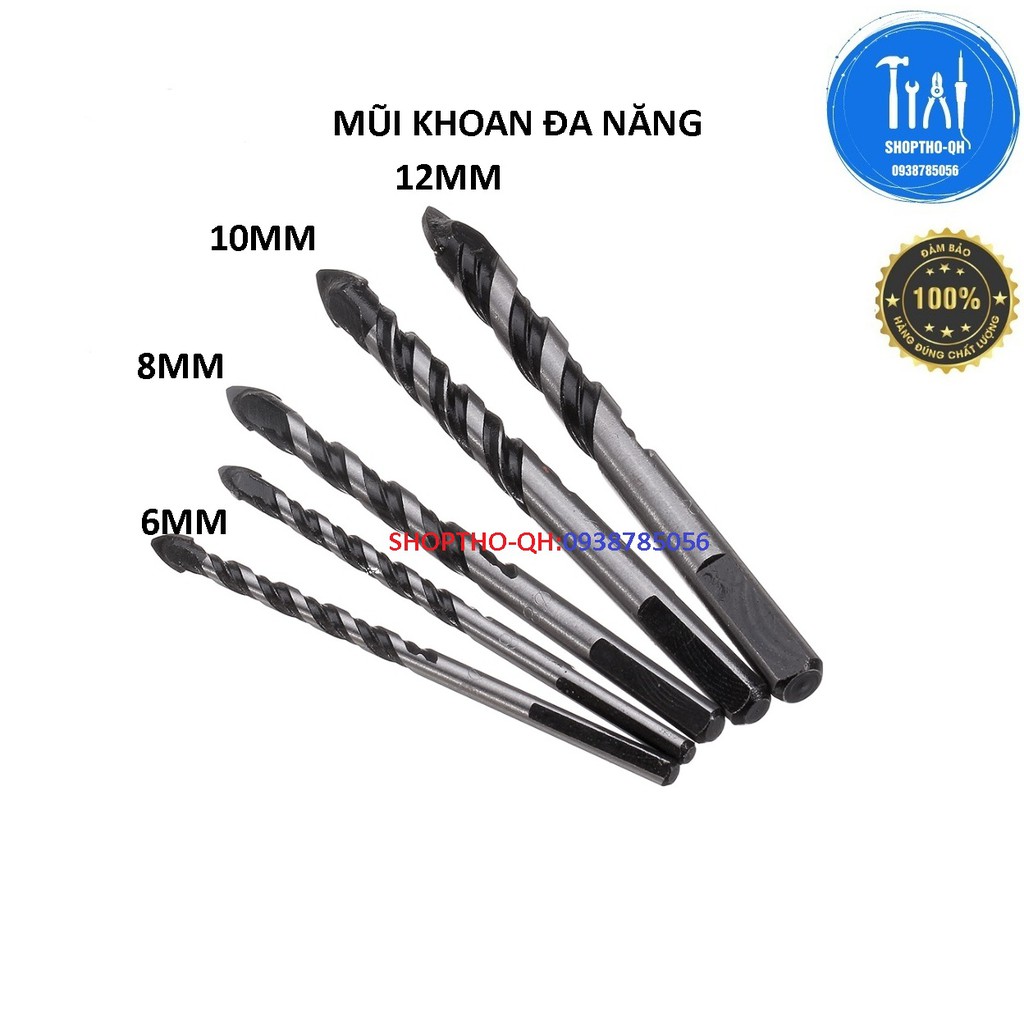 Mũi khoan kim cương đa năng 6mm 8mm 10mm 12mm đầu mũi giáo.